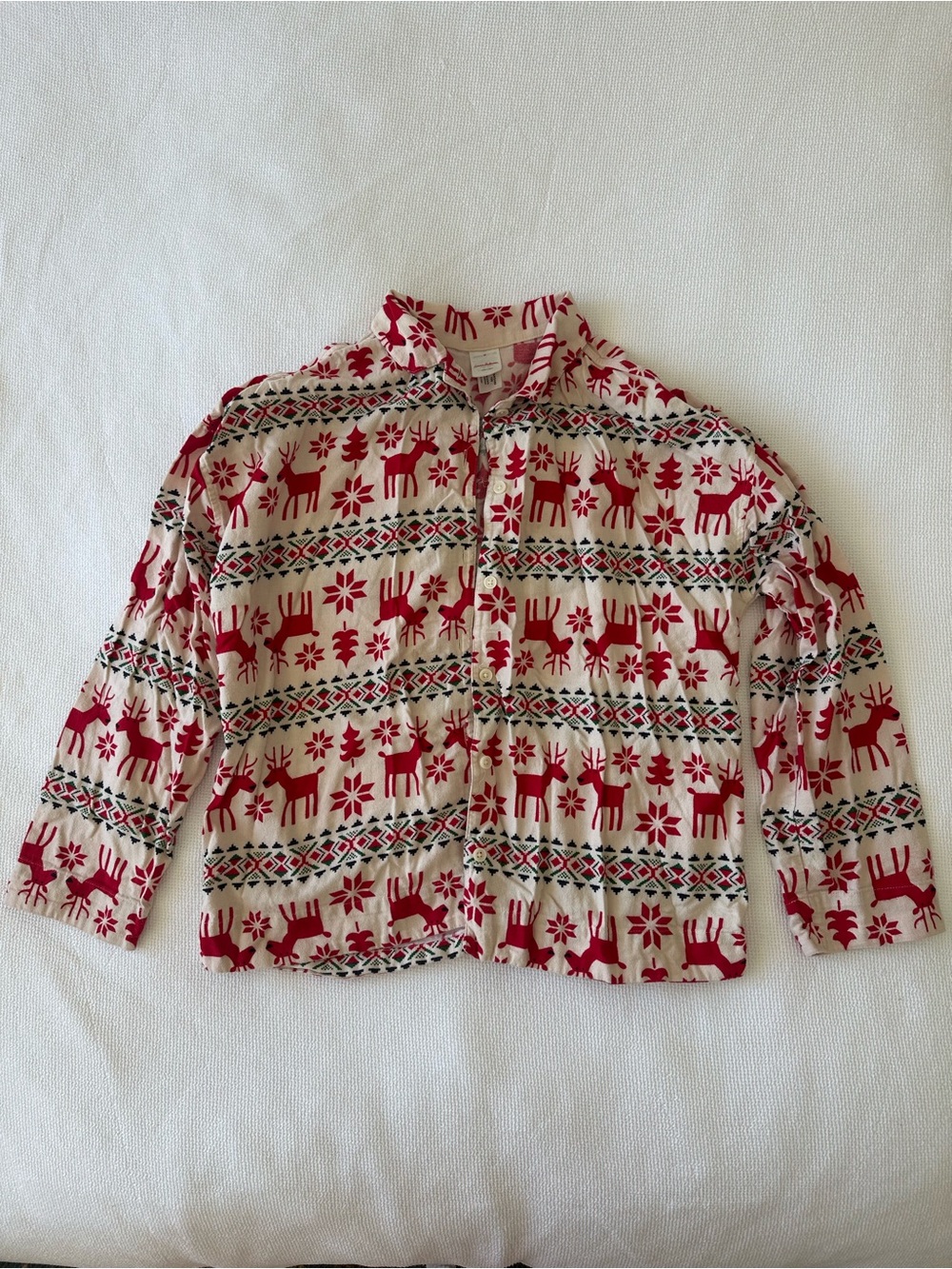 Hanna Andersson Red & Cream Reindeer Print Pajama Top
